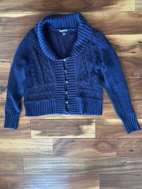Apt. 9 Navy Cable-Knit Button Cardigan Size Large